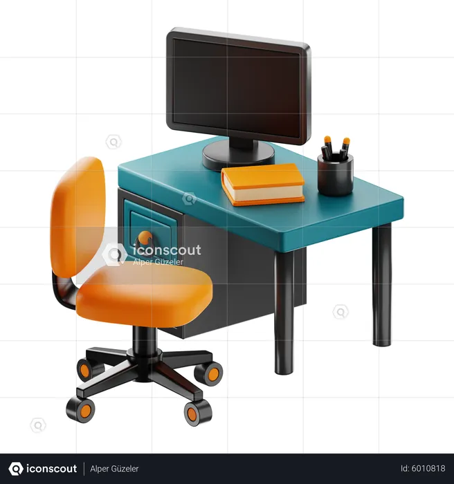 Desk And Chair  3D Icon