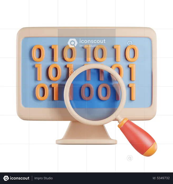 Desktop Binary Data Search  3D Icon