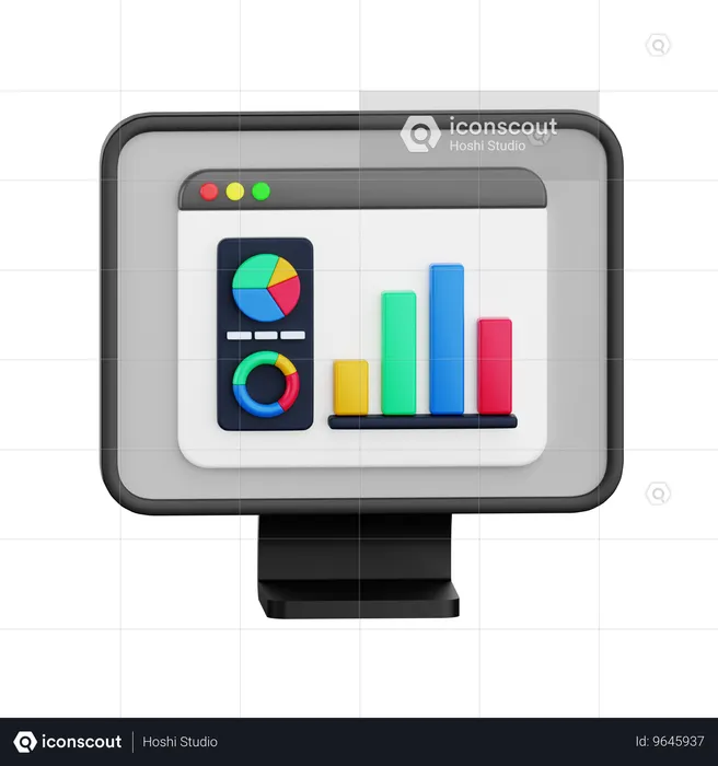 Desktop report bar graph  3D Icon