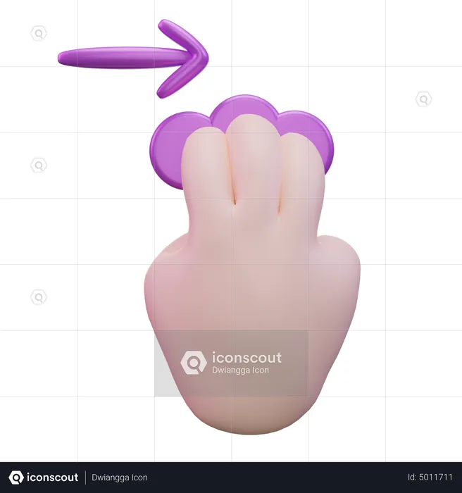 Deslizar hacia la derecha gesto de tres dedos con la mano  3D Icon