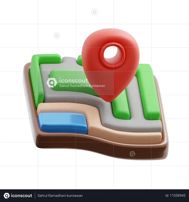 Mapa de destino  3D Icon