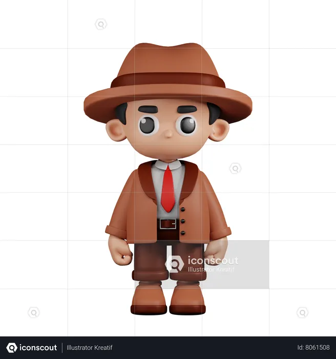 Detective de pie  3D Illustration