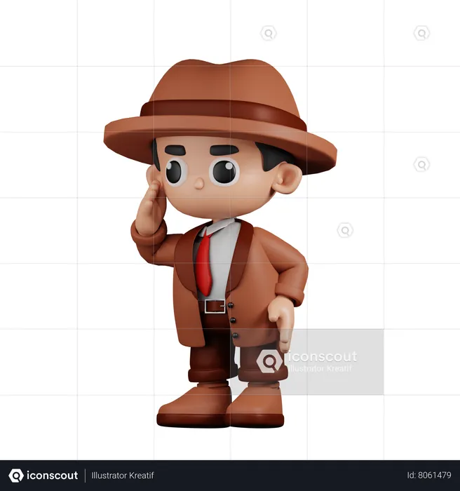 Detective Looking For Something  3D Illustration