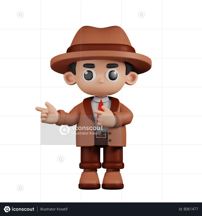 Detective Pointing Fingers In Direction  3D Illustration