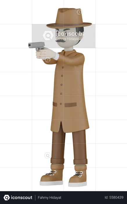 Detective Shooting  3D Illustration