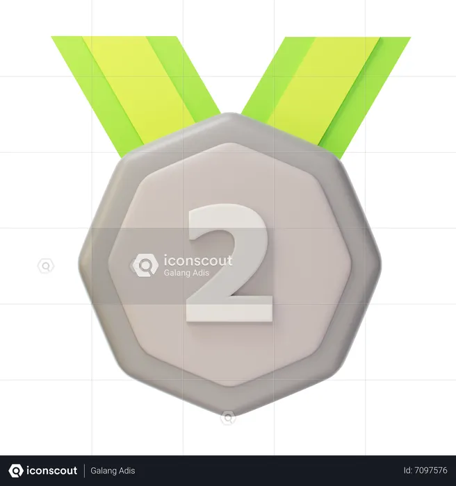 Deuxième médaille d'argent  3D Icon