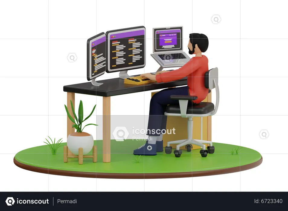 Developed Code In Computer  3D Illustration