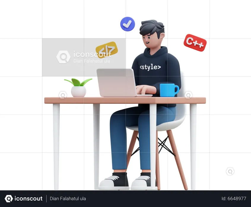 Developer Doing Website Development  3D Illustration