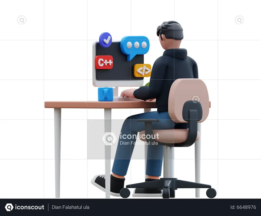 Developer Doing Website Development  3D Illustration