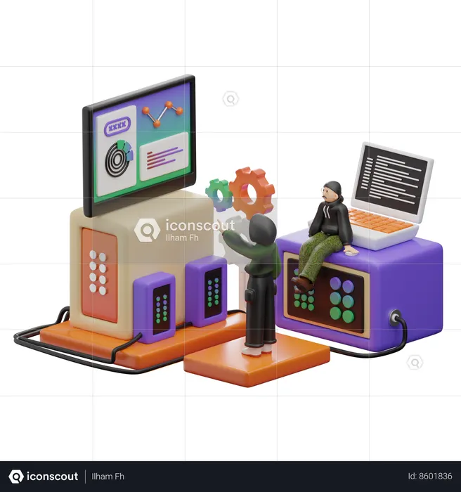 Developer Team Working Together  3D Illustration