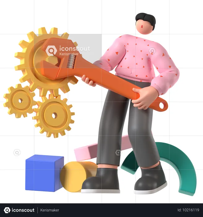 Developer working on code Setting Configuration  3D Illustration