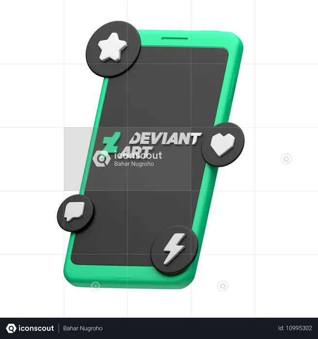 Deviantart On Smartphone Logo 3D Icon