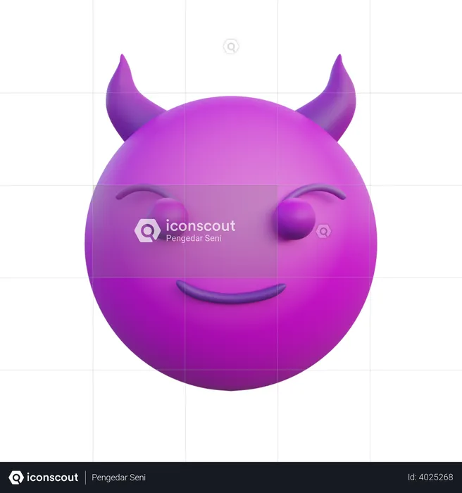 Devil face smiling Emoji 3D Illustration
