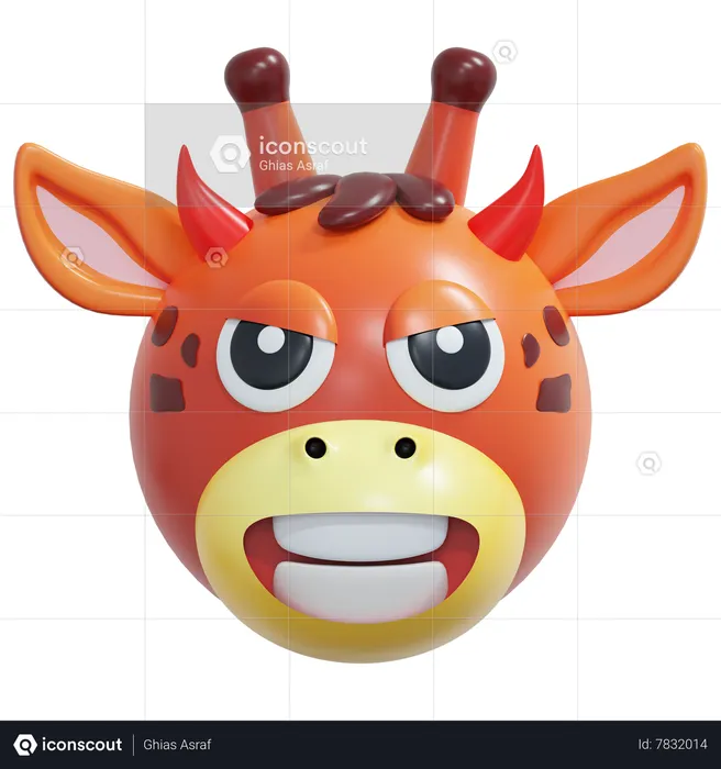 Devil Giraffe Emoticon Emoji 3D Icon