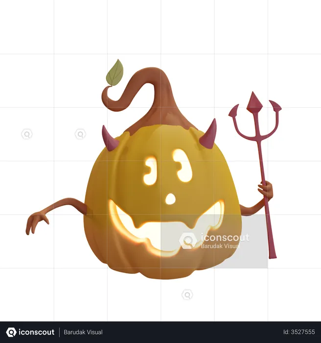 Devil Pumpkin  3D Illustration