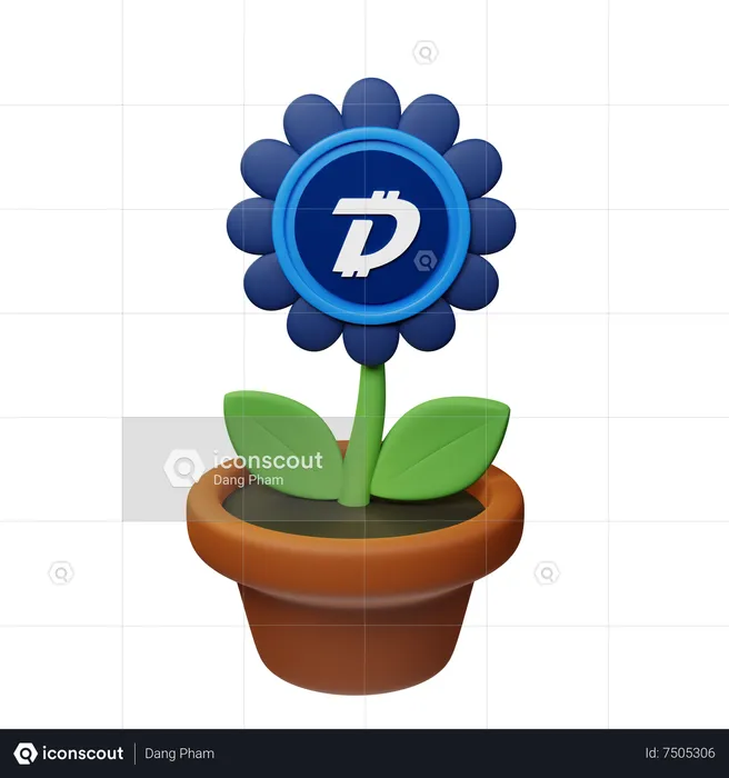 Dgb Crypto Plant Pot  3D Icon