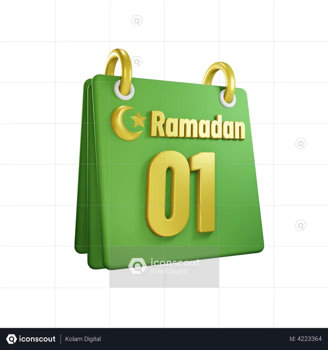 Día 1 calendario de ramadán  3D Illustration