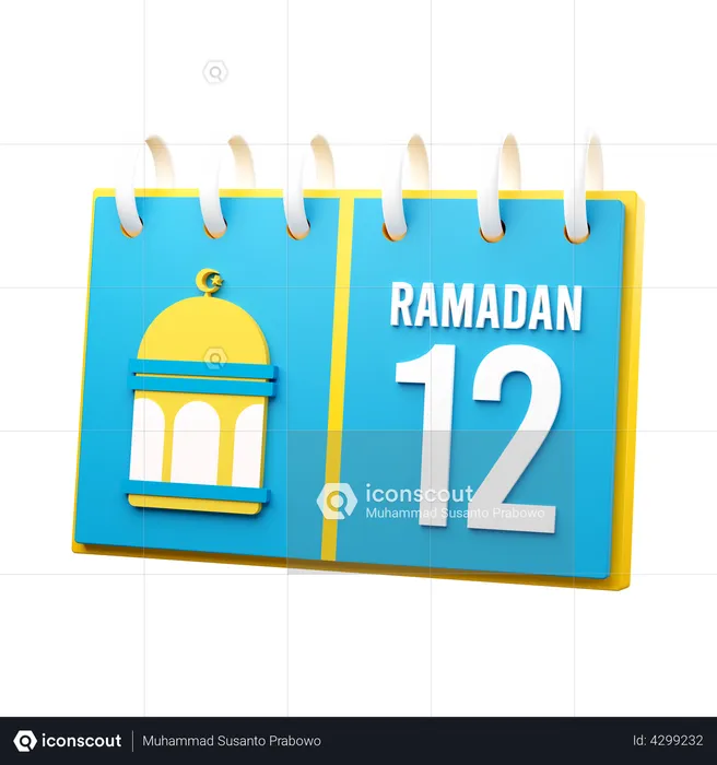 Dia 12 calendário do Ramadã  3D Illustration