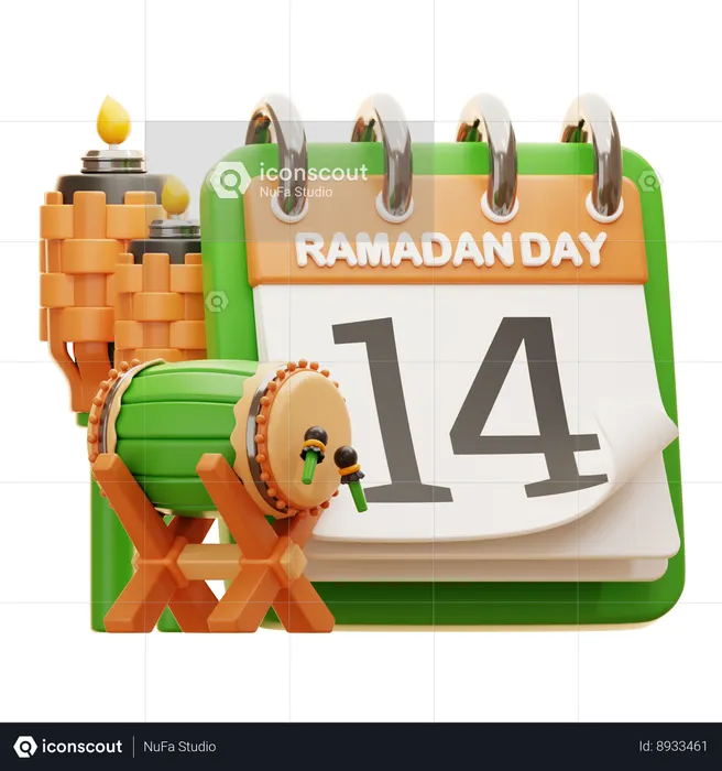 Dia 14 Ramadã  3D Icon