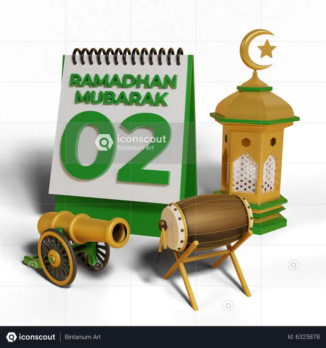 Dia 2 Ramadã  3D Icon