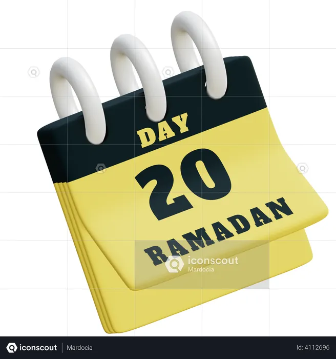 Dia 20 calendário do Ramadã  3D Illustration