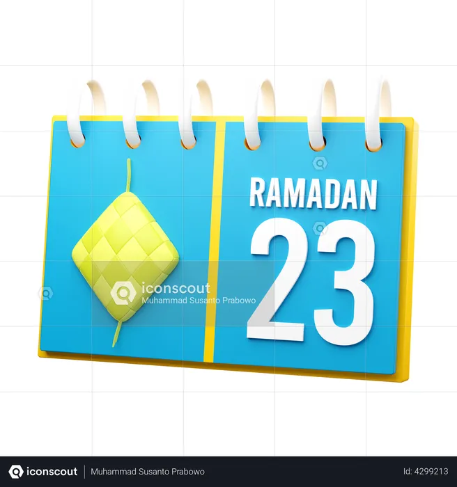 Dia 23 calendário do Ramadã  3D Illustration