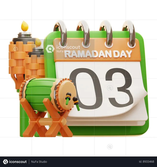 Dia 3 Ramadã  3D Icon