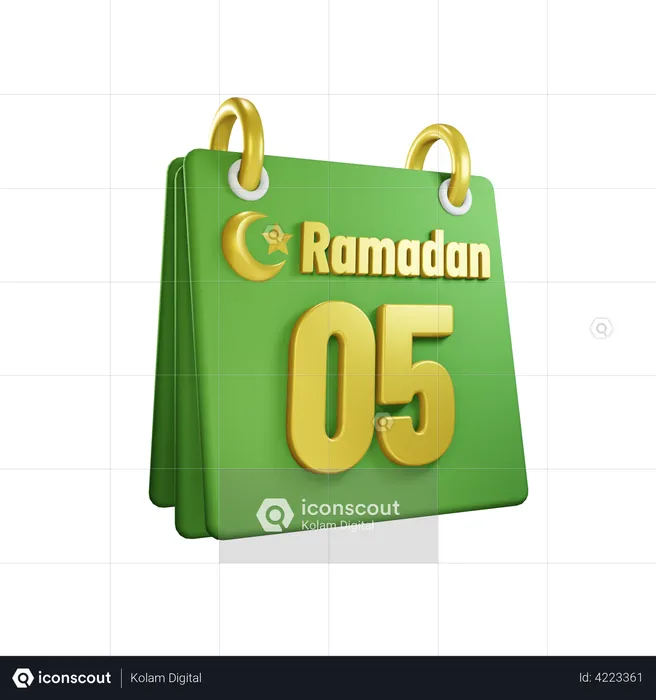 Día 5 calendario de ramadán  3D Illustration