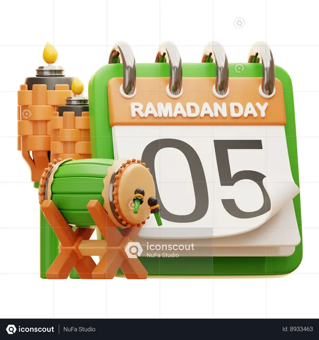 Dia 5 Ramadã  3D Icon