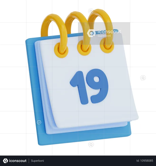 Dia do calendário 19  3D Icon