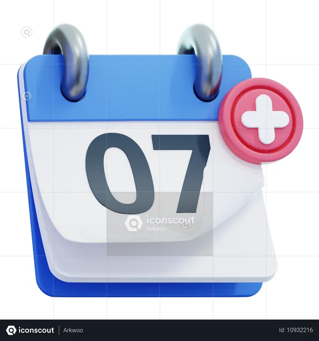 Dia 7 do calendário  3D Icon