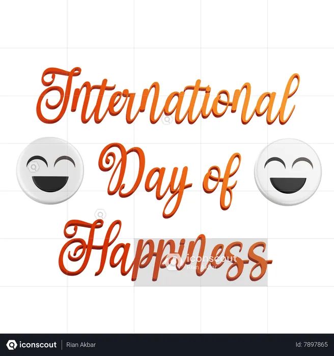 Dia internacional de la felicidad  3D Icon