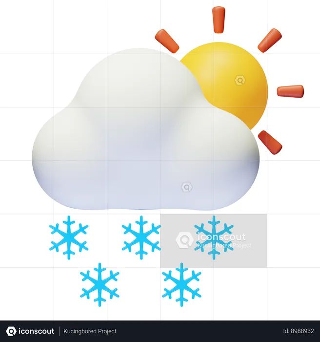 Día de lluvia y nieve  3D Icon