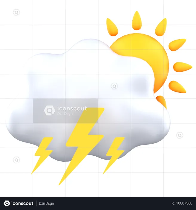 Dia nublado com trovão  3D Icon