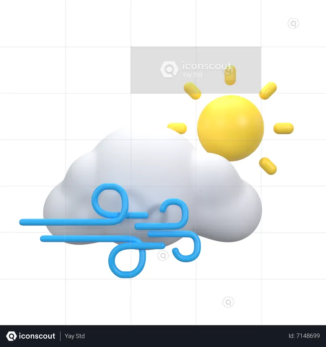 Día nublado y ventoso  3D Icon