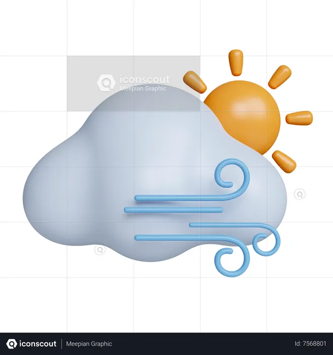 Día nublado y ventoso  3D Icon