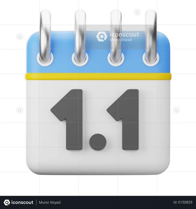 Icono 3D del calendario promocional de enero  3D Icon