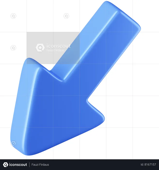 Diagonal Arrow Down-Left  3D Icon