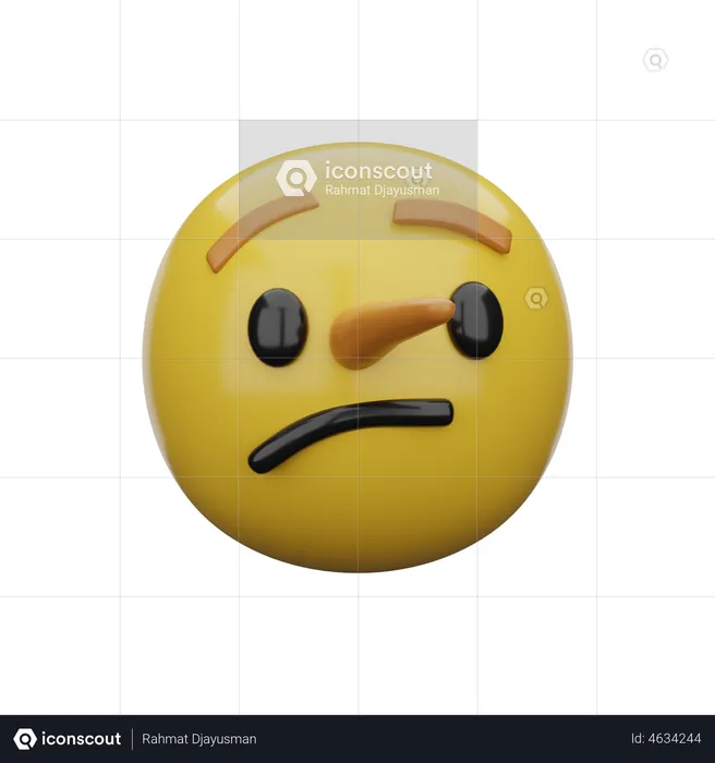 Diagonal Mouth Emoji 3D Emoji