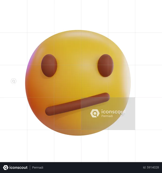 Diagonal Mouth Emoji Emoji 3D Icon