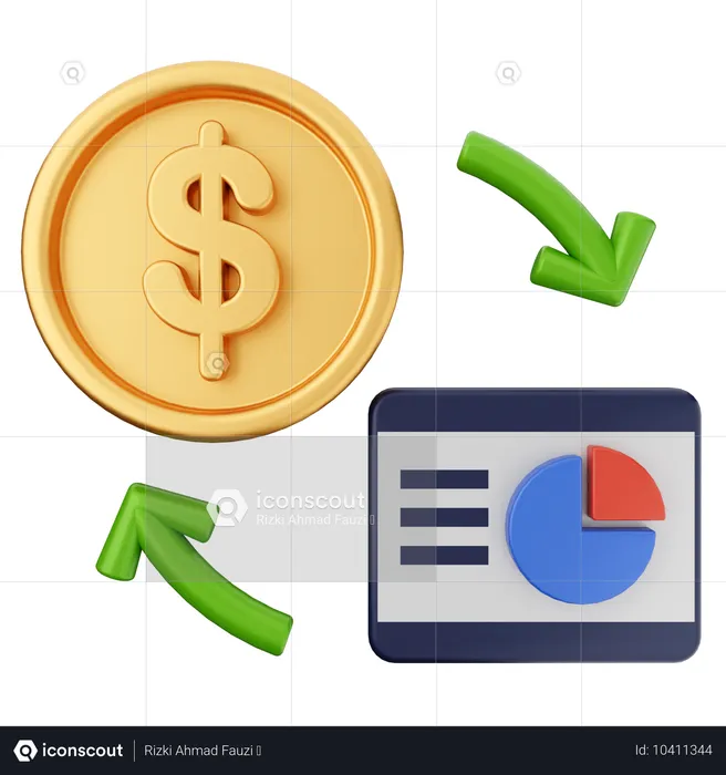 Diagramm Geld Dollar  3D Icon