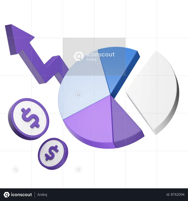 Graphique circulaire montrant la croissance financière  3D Icon