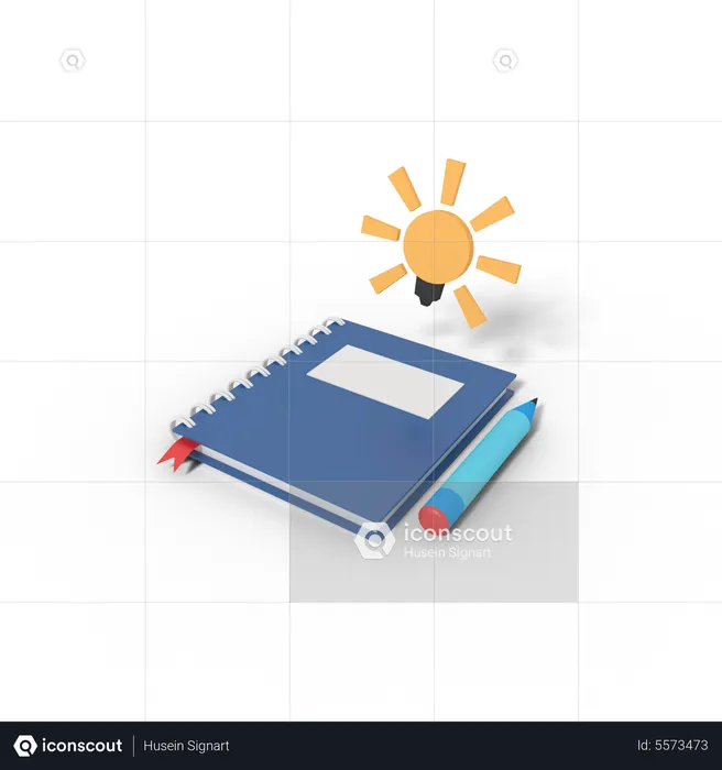 Diary writing book  3D Illustration