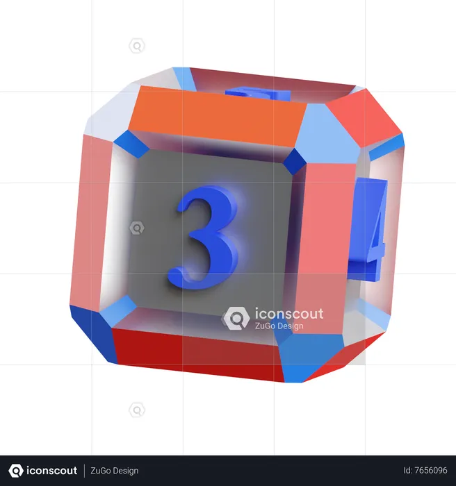 Dice Face 3  3D Icon