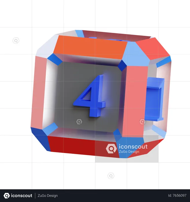 Dice Face 4  3D Icon