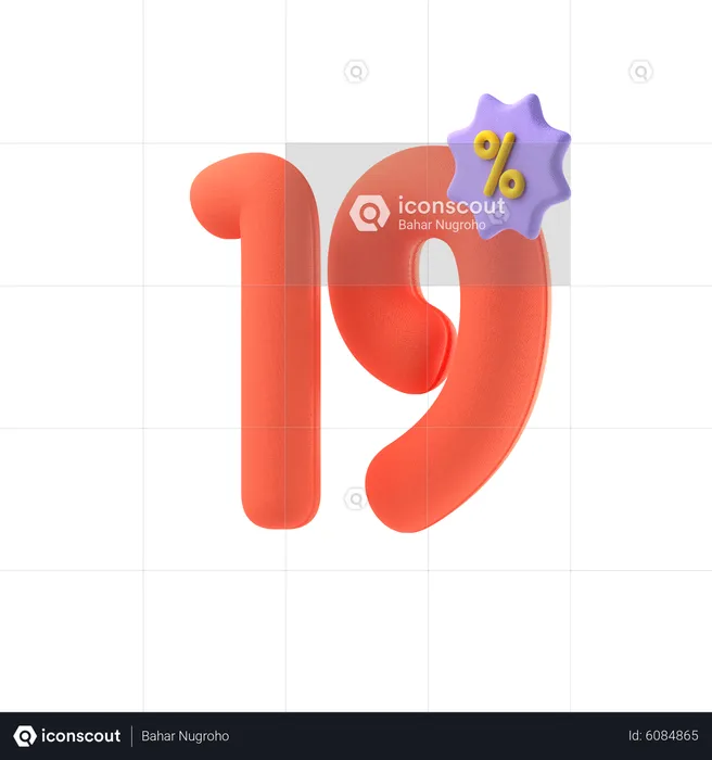 Diecinueve por ciento de descuento  3D Icon