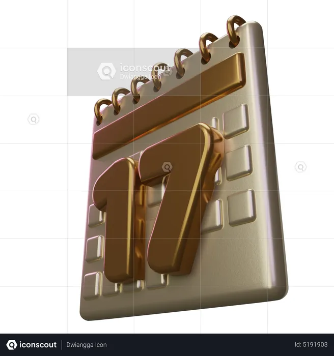 Diecisiete calendario  3D Icon