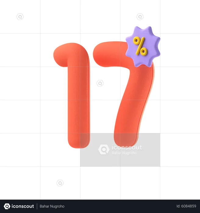 Diecisiete por ciento de descuento  3D Icon