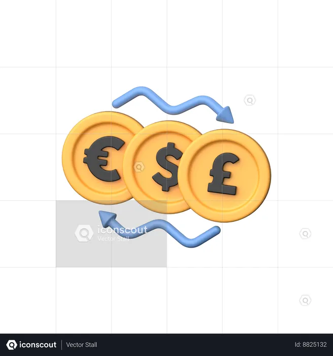 Different Coins Exchange  3D Icon