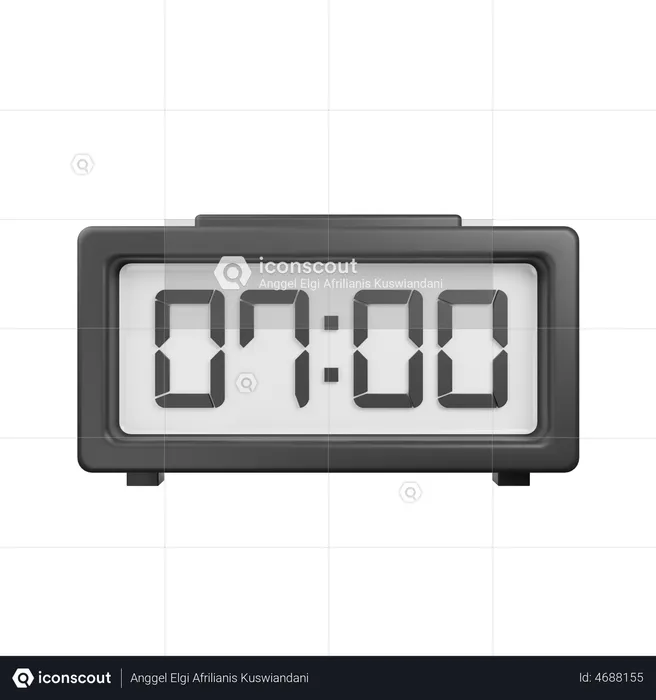 Digital Alarm Clock  3D Illustration